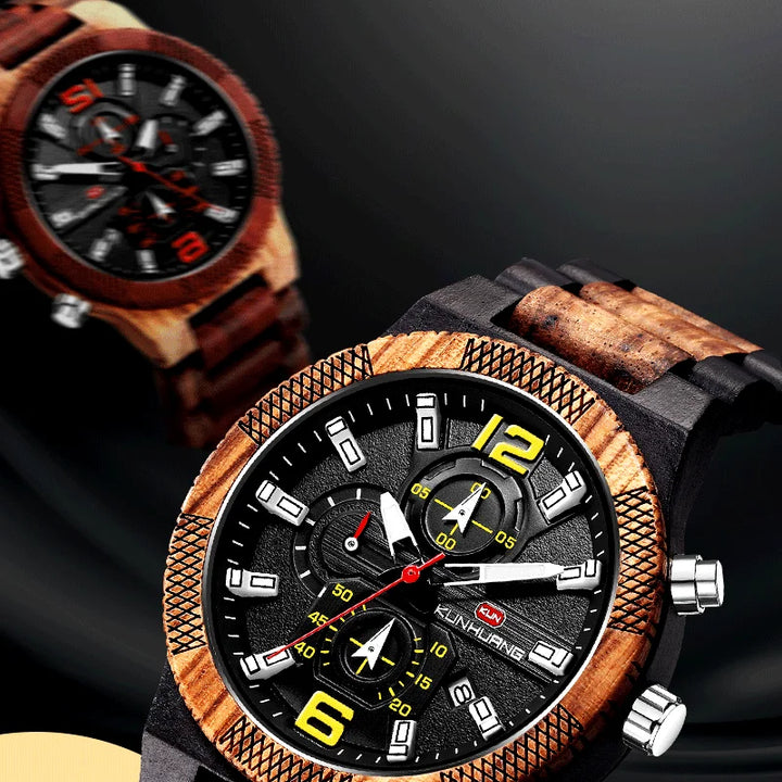 Men's Wood Watches Luxury Luminous Multi-function Wooden Watch Men's Quartz Retro Watch Men Fashion Sport Timepieces Relogio