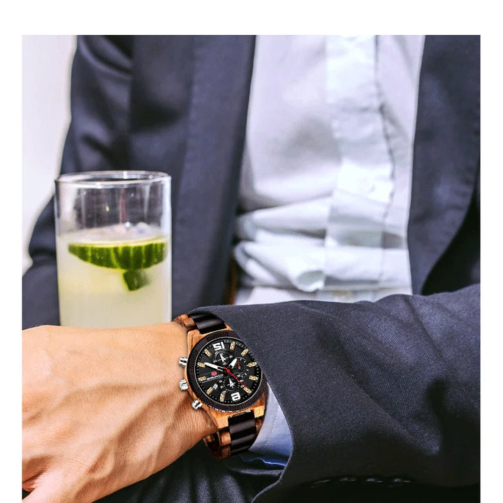 Men's Wood Watches Luxury Luminous Multi-function Wooden Watch Men's Quartz Retro Watch Men Fashion Sport Timepieces Relogio