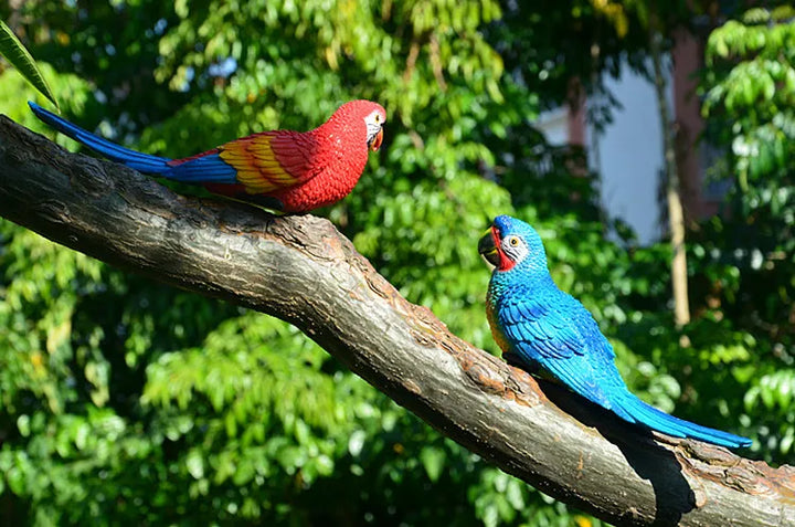 Resin Parrot Statue Wall Mounted DIY Outdoor Garden Tree Decoration Animal Sculpture For Home Office Garden Decor Ornament