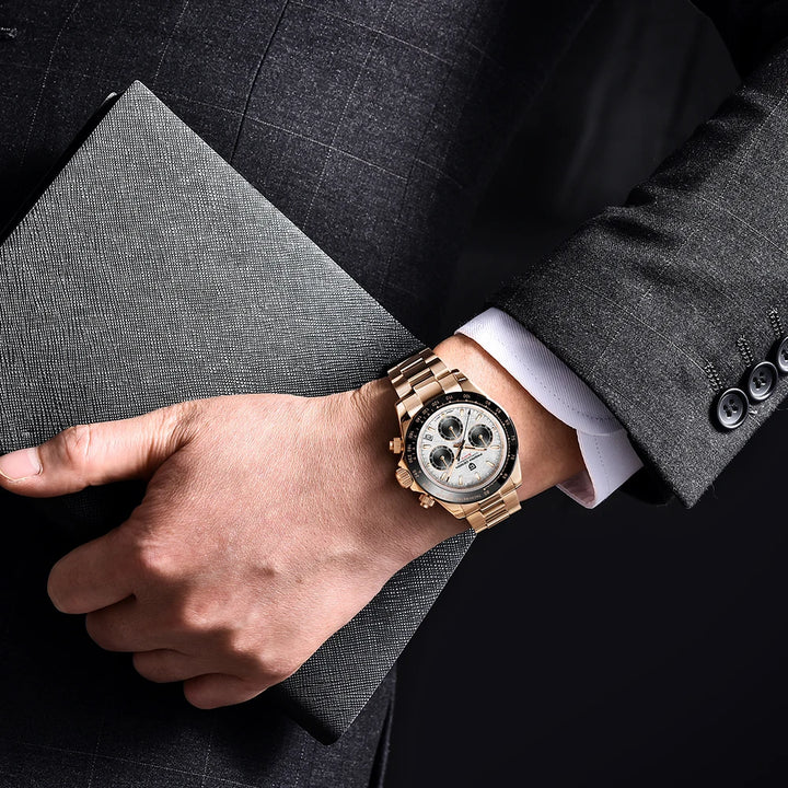 PAGANI DESIGN 2024 New PD-1644 Meteorite Dial Fashion Men Quartz Wristwatches 100M Sapphire Glass Chronograph relogio masculino