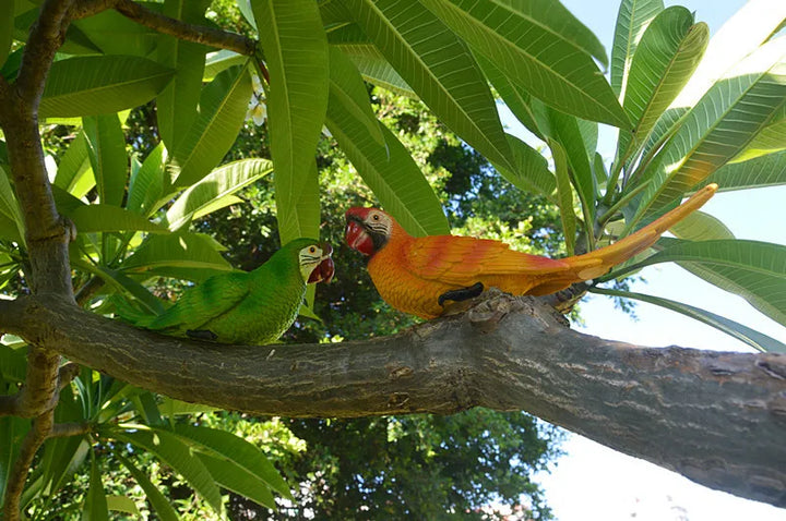 Resin Parrot Statue Wall Mounted DIY Outdoor Garden Tree Decoration Animal Sculpture For Home Office Garden Decor Ornament