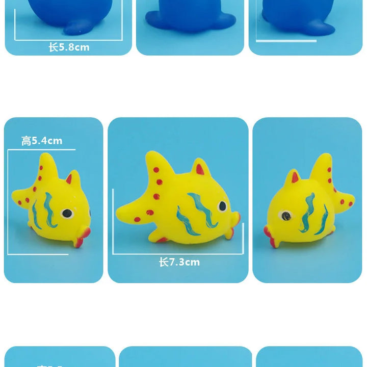 10 Pcs/Set Baby Cute Animals Bath Toy Swimming Water Toys Soft Rubber Float Squeeze Sound Kids Wash Play Funny Gift