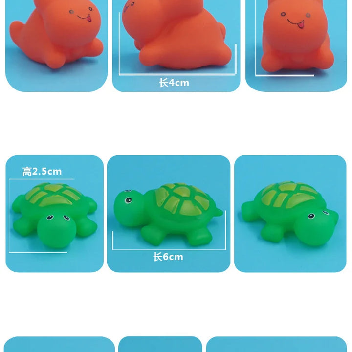 10 Pcs/Set Baby Cute Animals Bath Toy Swimming Water Toys Soft Rubber Float Squeeze Sound Kids Wash Play Funny Gift
