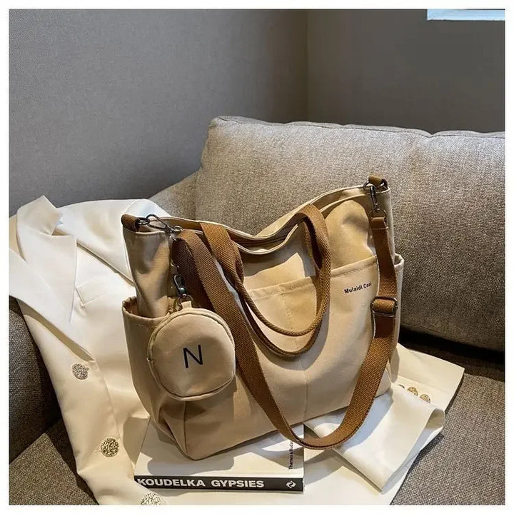 Bolsa mensageiro à prova d'água feminina, bolsa de ombro de nylon para estudantes