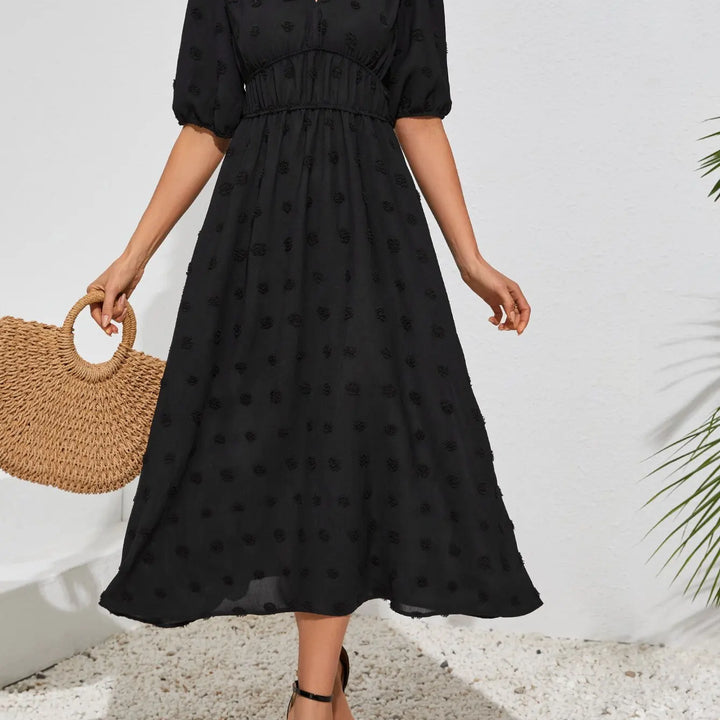 New Boho Floral Print Midi Dress Women Fashion V-neck Short Sleeve Dresses For Women 2025 Summer Casual Holiday Long Dress