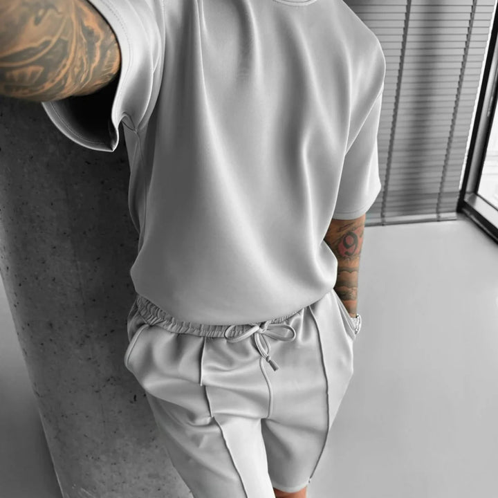 Men 2025 summer fashion sports design sense simple casual solid color quick drying short-sleeved T-shirt trend clothes