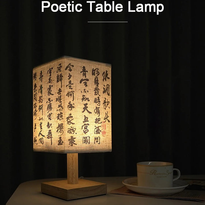 LED Square Decoration Table Lamps Simple Chinese Style Dimmable USB Plug Night Light Fabric Lampshade Bedroom Bedside Lights