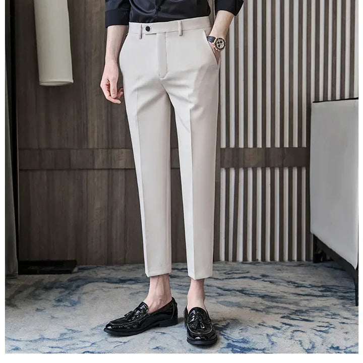 Fashionable Cropped Pants For Men Casual Trendy Spring Autumn New Arrival Small Trousers Draped No Ironing Cone Shaped Pants
