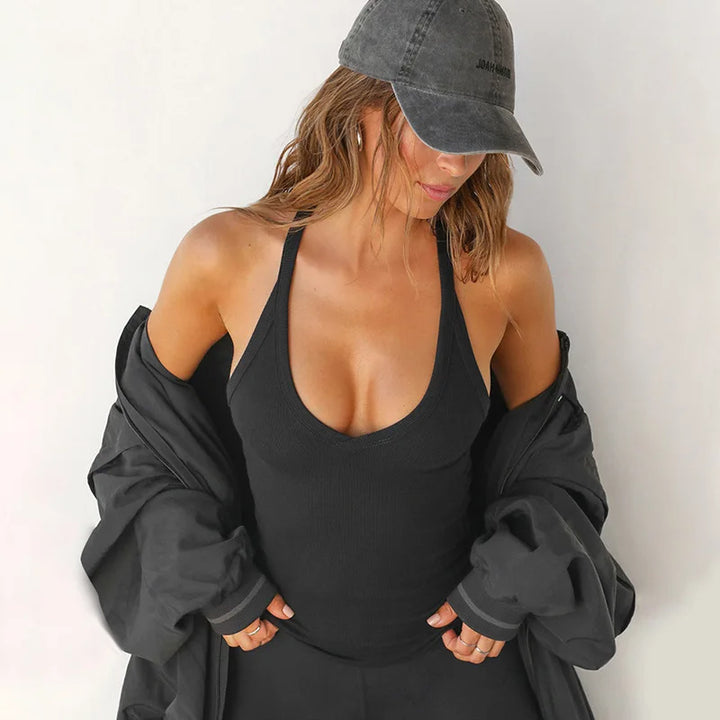 Sleeveless V Neck Ribbed Tank Top Spring Summer 2025 Women Clothes Casual Basic Top Black White Gray Camisloe Wholesale