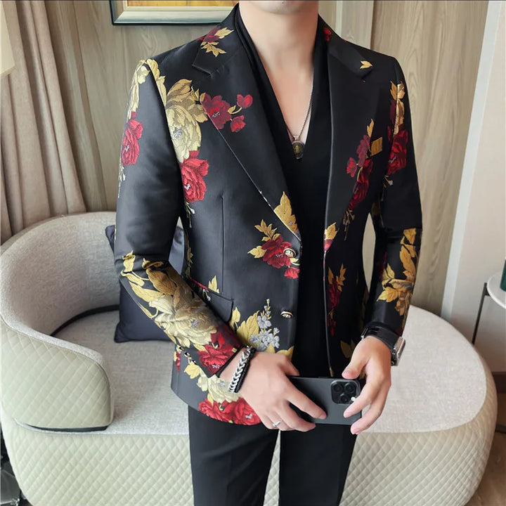 Men's suit jacket is fashionable, cool and versatile. It is a business casual and trendy embroidered suit jacket and suit jacket
