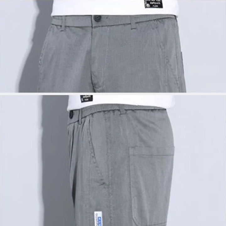 Men Fashion High Light Luxury Casual Suit Pants Male Loose Straight Look Taller Blazer Pants Ankle Length Cropped Trousers