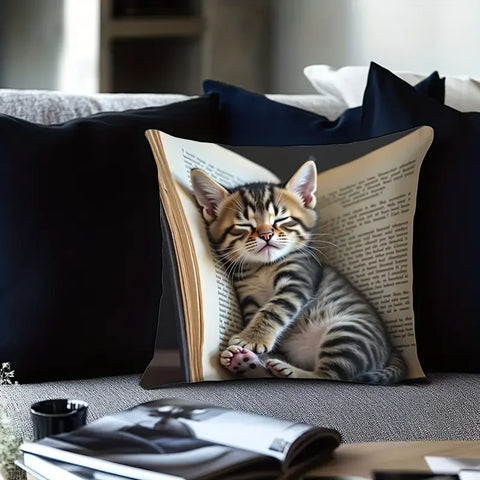 Cute Pet Animal Print Pillowcase Kawaii Cat Sofa Decorative Pillowcase Car Sofa Home Cushion Cover Home Decor