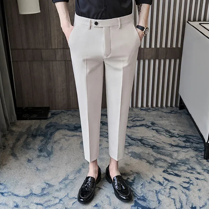 Fashionable Cropped Pants For Men Casual Trendy Spring Autumn New Arrival Small Trousers Draped No Ironing Cone Shaped Pants