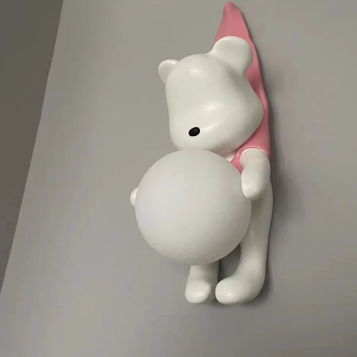 SANDYHA Nordic Resin Wall Lamp Cute Little Bear Design LED Light Children's Room Bedroom Decoration Home Study Lighting Fixtures