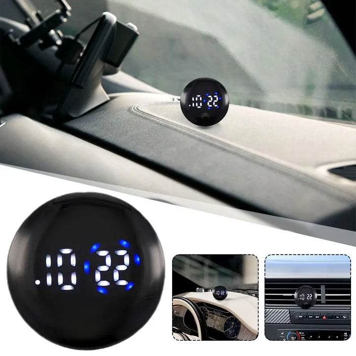 Car Clock Round Automotive Digital Clock Led Luminous Display Automotive Watch For Road Trip Long Travel Mini Digital Clock
