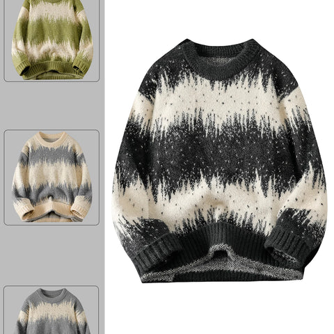 Men's Casual Tops, Asymmetrical Color-Blocked Knitwears, Single-Piece Sweaters, Suitable for Daily Home, Travel, Parties, Commuting, Outdoor Fashion and Versatile, Showing Elegant, Street Fashion, Travel Clothing.