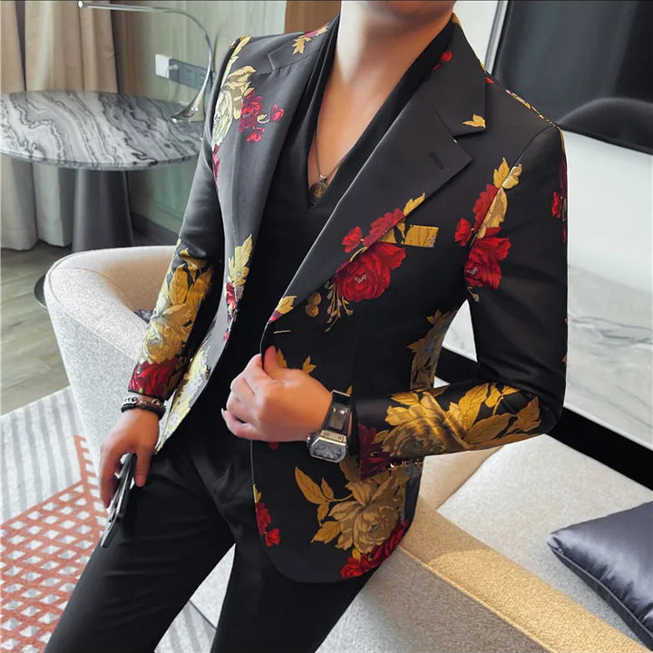 Men's suit jacket is fashionable, cool and versatile. It is a business casual and trendy embroidered suit jacket and suit jacket