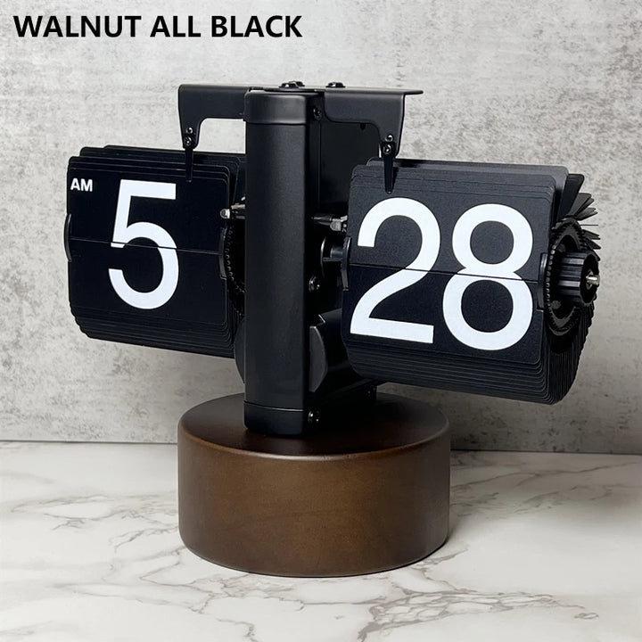 Table Clock Mechanical Automatic Page Turning Clock Retro Decoration Living Room Bedroom Office Desktop Decoration