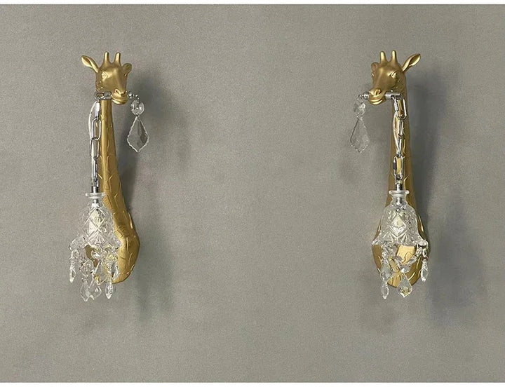 SANDYHA Giraffe Resin Led Wall Lamp for Bedroom Bedside Living Room Lamp Designer Luxury Crystal Aisle Light Home Decor Fixtures