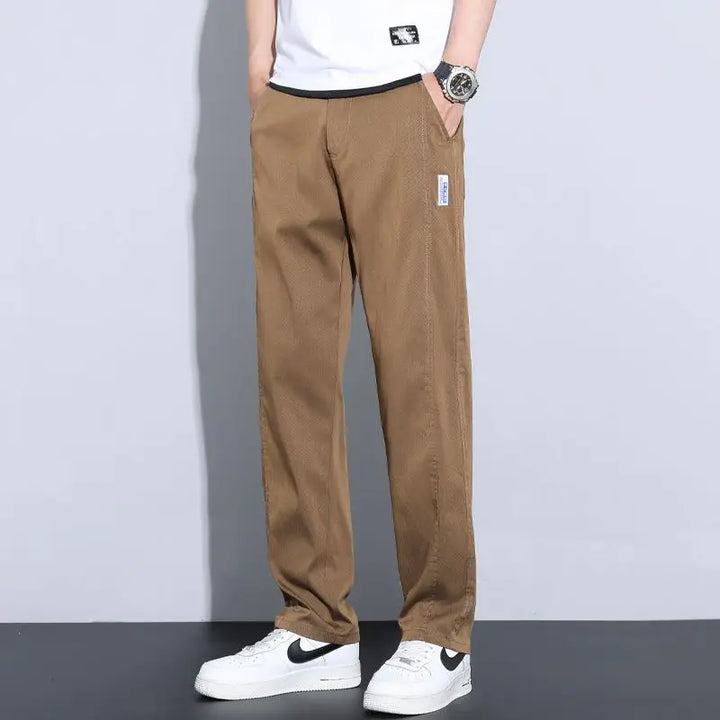 Men Fashion High Light Luxury Casual Suit Pants Male Loose Straight Look Taller Blazer Pants Ankle Length Cropped Trousers