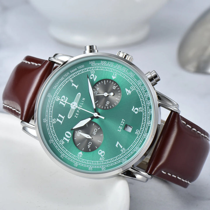Fashion New Zeppelin Automatic Date Wristwatch Three-eye Run Seconds Multifunctional Timing Business Leisure Quartz Men's Watch