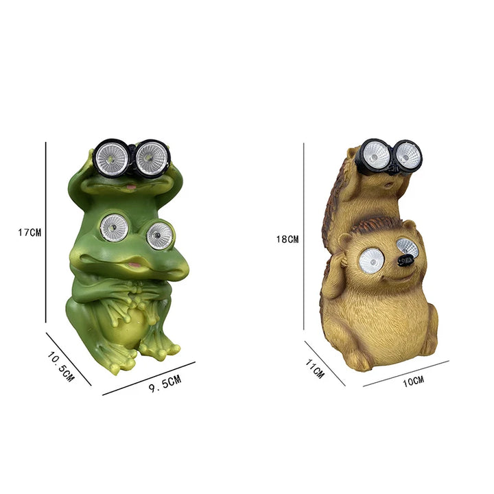 Resin Solar Animals Statue Sculpture Garden Decor Light Cute Ornaments Garden Art Decoration Outdoor Front Porch Patio Yard Home