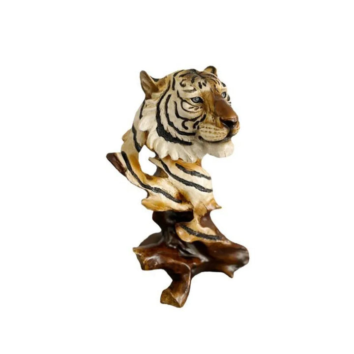 Resin Simulation Animal Statue Luxury Vivid Tiger Lion Head Ornament Retro Miniatures Figurine Sculpture Office