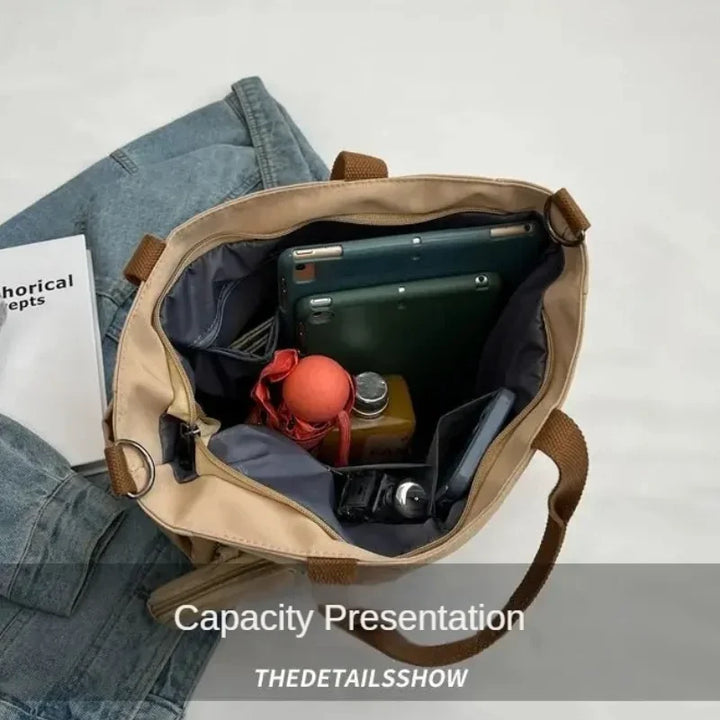 Bolsa mensageiro à prova d'água feminina, bolsa de ombro de nylon para estudantes