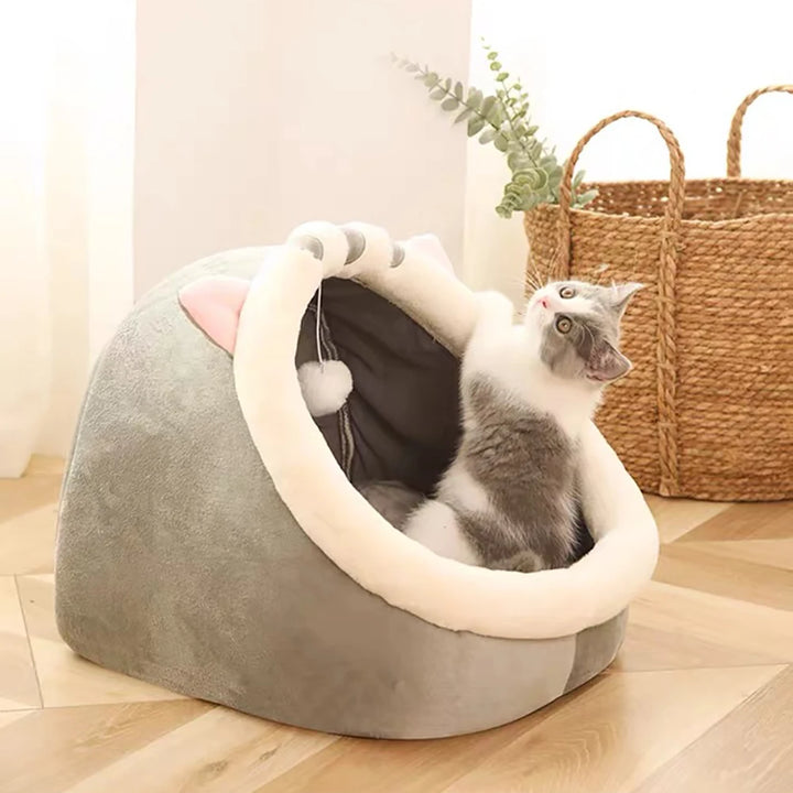 Pet Tent Cave Bed for Cats Small Dogs Self-Warming Cat Tent Bed Cat Hut Comfortable Pet Sleeping Bed Foldable Removable Washable