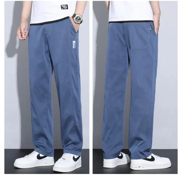 Men Fashion High Light Luxury Casual Suit Pants Male Loose Straight Look Taller Blazer Pants Ankle Length Cropped Trousers