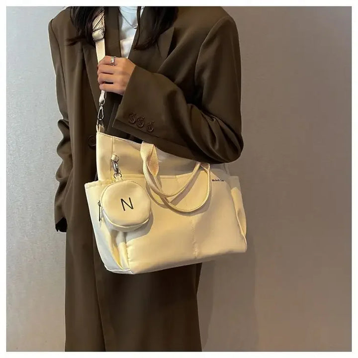 Bolsa mensageiro à prova d'água feminina, bolsa de ombro de nylon para estudantes