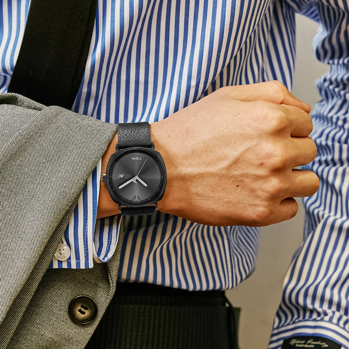 TOMI Men's Watch Minimalist Fashion Sports Watch Calendar Leather Casual Quartz Watch
