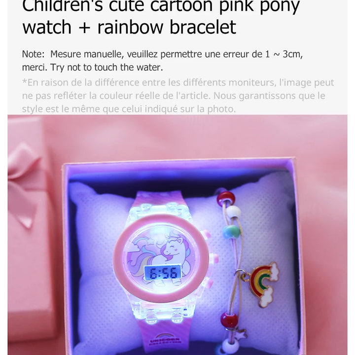 Kid's Luminous Alarm Clock Electronic Multi-function Color Leisure Sports Electronic Watch Student Watch Send Bracelet