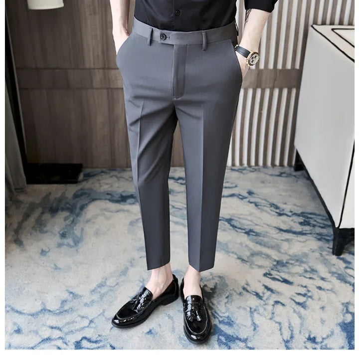 Fashionable Cropped Pants For Men Casual Trendy Spring Autumn New Arrival Small Trousers Draped No Ironing Cone Shaped Pants