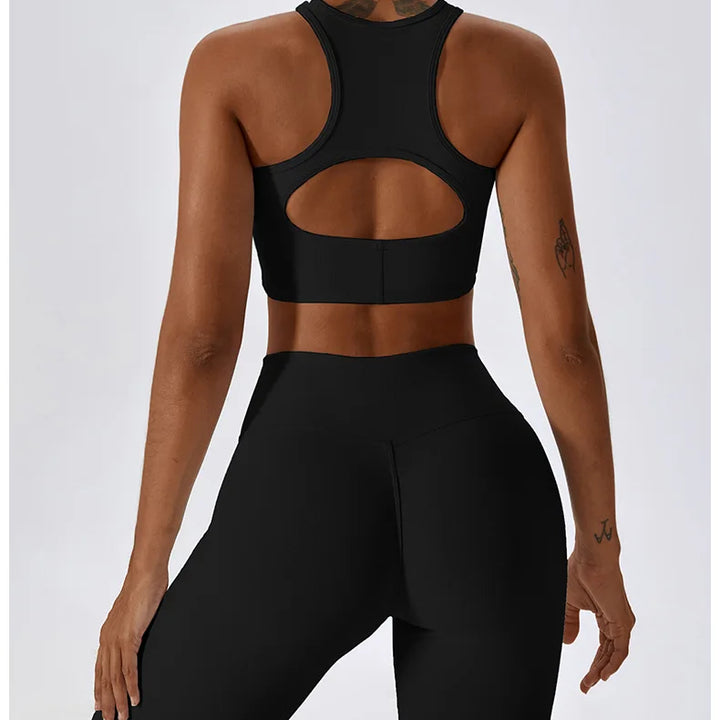 Women Seamless Rib Yoga Bra Female Fitness Crop Top Workout Gym Push Up Training Bra Athletic Back Hollow Yoga Vest Sportswear