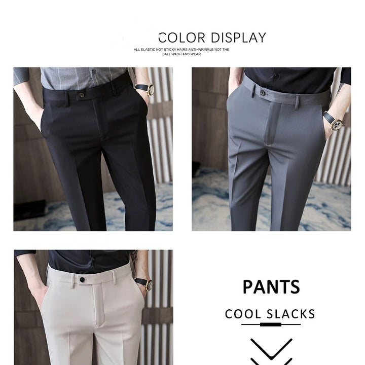 Fashionable Cropped Pants For Men Casual Trendy Spring Autumn New Arrival Small Trousers Draped No Ironing Cone Shaped Pants