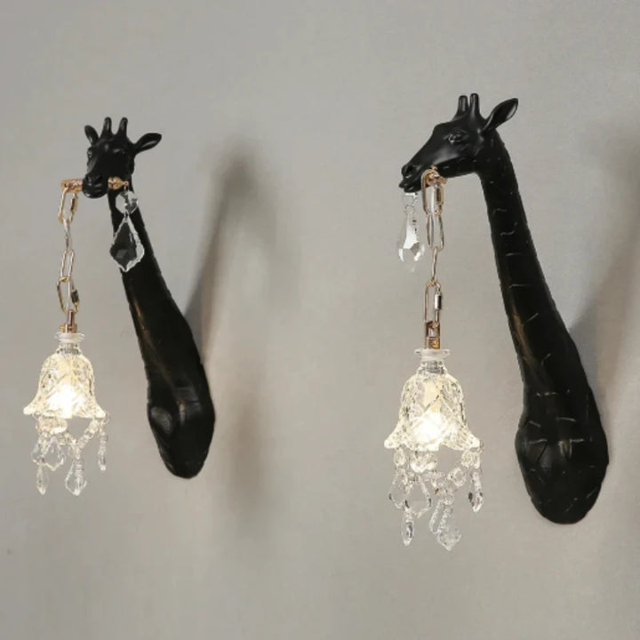 SANDYHA Giraffe Resin Led Wall Lamp for Bedroom Bedside Living Room Lamp Designer Luxury Crystal Aisle Light Home Decor Fixtures