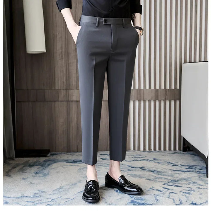 Fashionable Cropped Pants For Men Casual Trendy Spring Autumn New Arrival Small Trousers Draped No Ironing Cone Shaped Pants