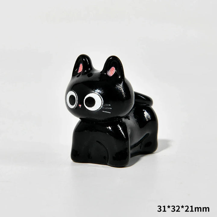 Estatueta de gatos de resina de desenho animado, mini gatinho,  ornamentos para casa, criativo, desktop, carro, montado,