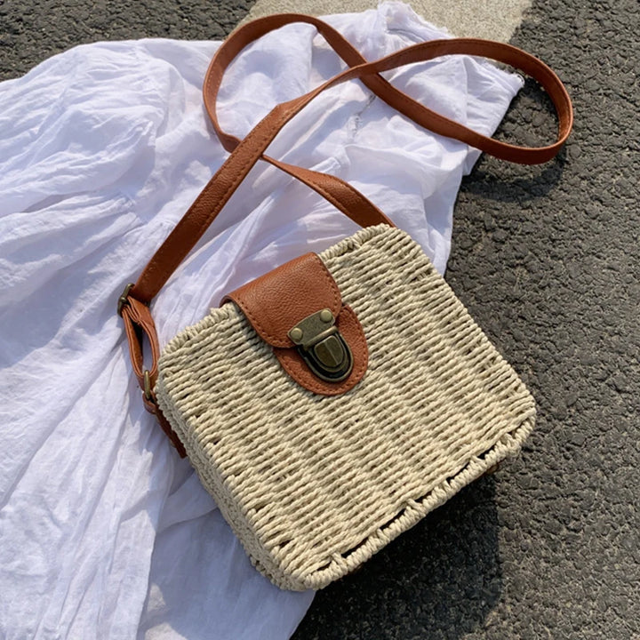 Summer Rattan Straw Bag For Women Woven Handmade Shoulder Bag Small Round Bag Vacation Seasid Beach Bag Shopping Purse bolsa