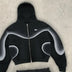 European and American Street Fashion Clothing Dark Fashion Striped Print Oversized Sweatshirt Men Y2k Gothic Punk Zipper Hoodie