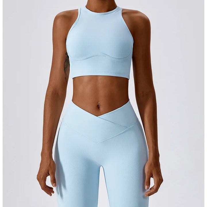 Women Seamless Rib Yoga Bra Female Fitness Crop Top Workout Gym Push Up Training Bra Athletic Back Hollow Yoga Vest Sportswear
