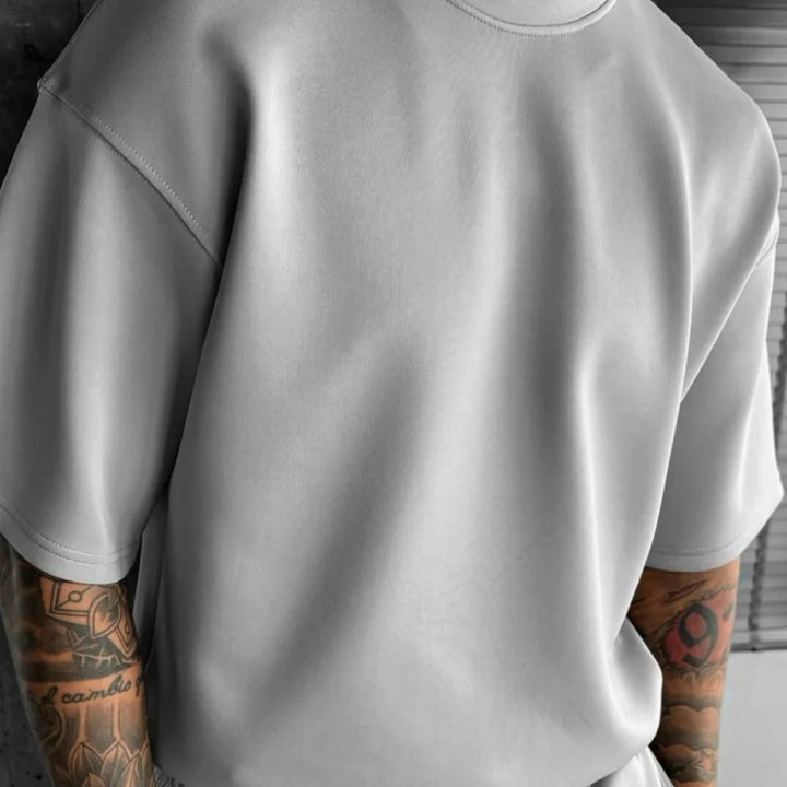 Men 2025 summer fashion sports design sense simple casual solid color quick drying short-sleeved T-shirt trend clothes