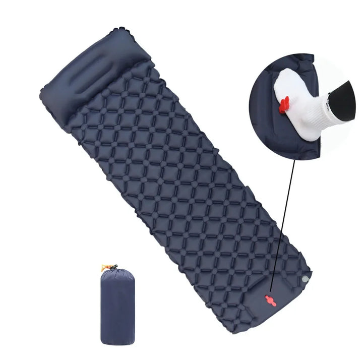 TPU Inflatable Camping Mat With Pillow Cushion, Outdoor Travel Sleeping Mat, Hiking And Mountaineering Self Inflating Mattress