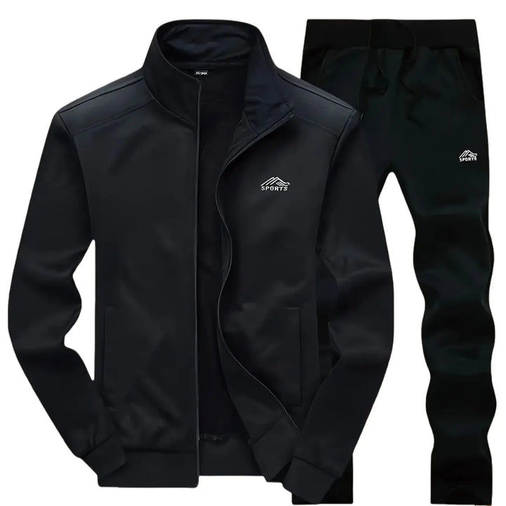Men's sportswear suit; Autumn fashion stand-upEmbroidered Zipper Jacket; Men's sports pants; fashion running fitness leisure sui