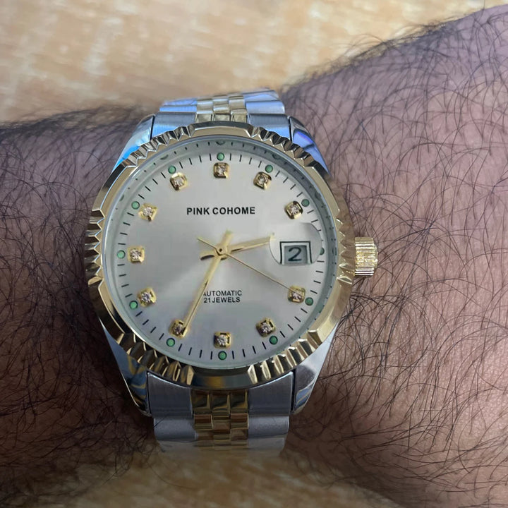 Branded Mechanical Wristwatch Steel Watchband Crystal Index Automatic Movement Watch  Metal Bracelet Luxury Timepieces