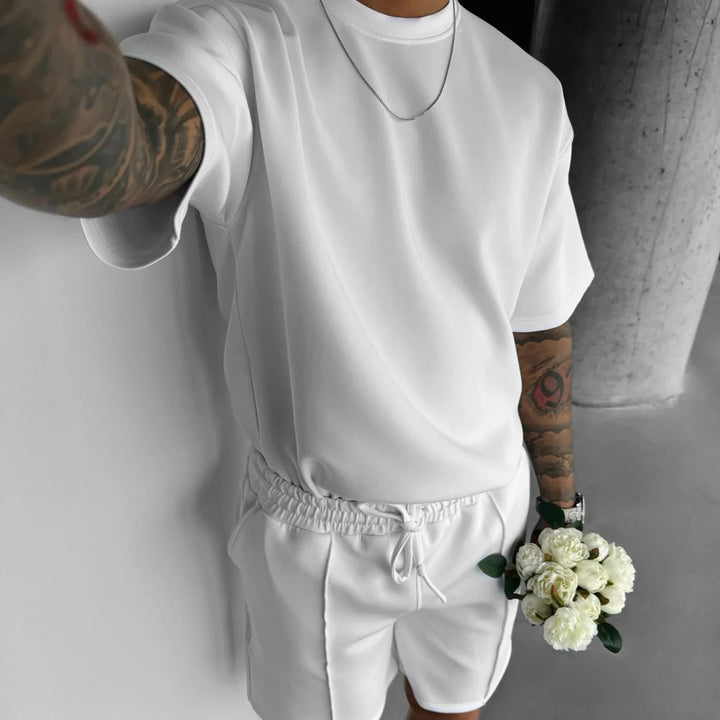 Men 2025 summer fashion sports design sense simple casual solid color quick drying short-sleeved T-shirt trend clothes