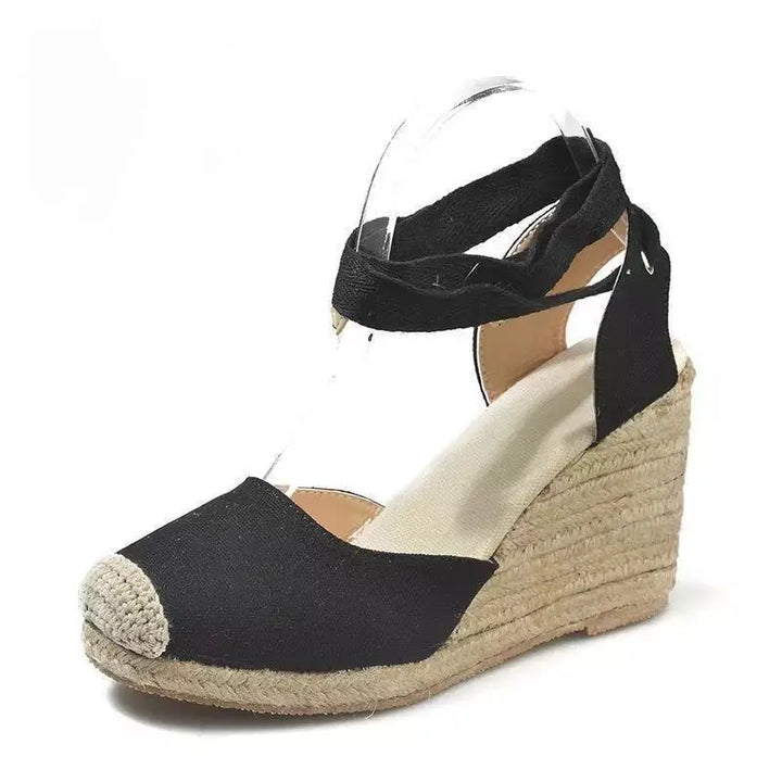 Women Espadrille Ankle Strap Sandals Slippers Ladies Womens Casual Wedge Shoes Fashions Canvas Pumps Sandálias De Salto Alto