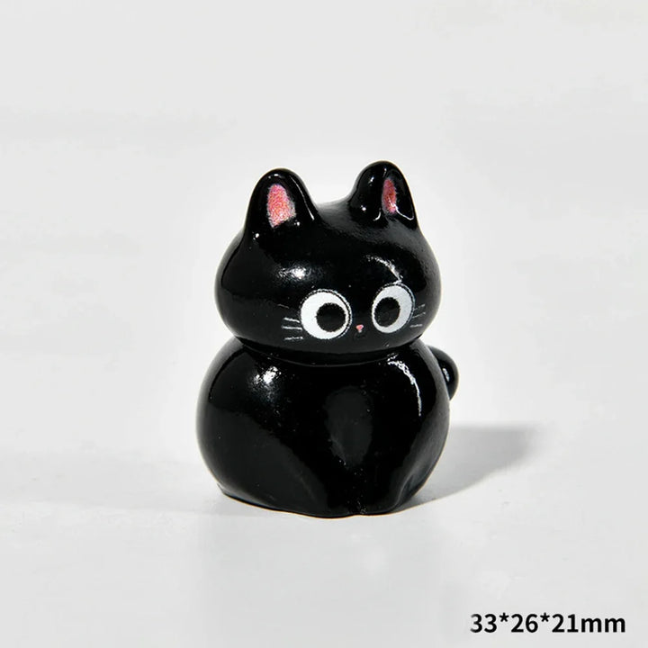 Estatueta de gatos de resina de desenho animado, mini gatinho,  ornamentos para casa, criativo, desktop, carro, montado,
