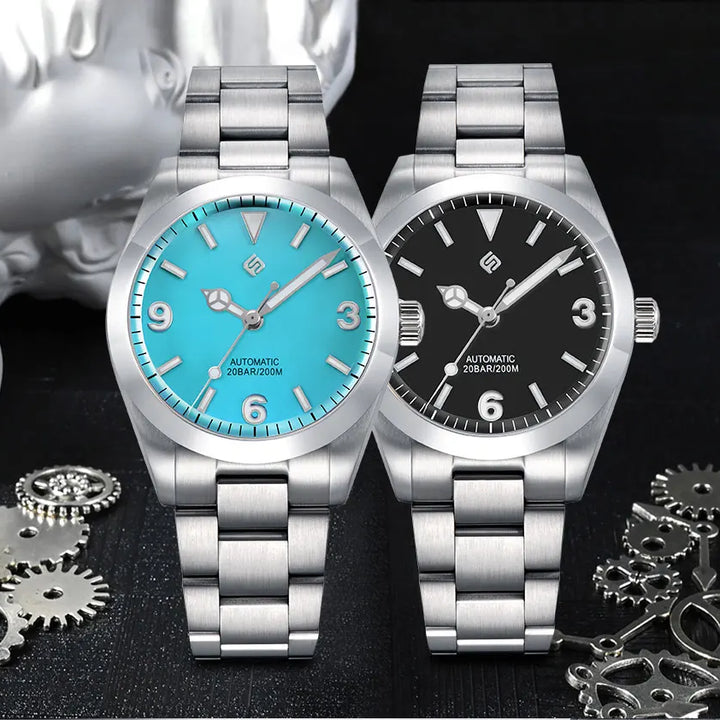 TERAMI New Mechanical Watches for Men NH35 Japan Movement Classic Sapphire Mirror 316L Stainless 200M Waterproof Automatic Clock